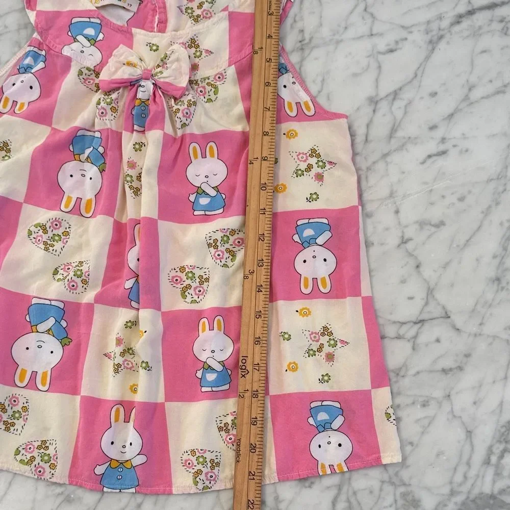 Pink and Cream Bunny Print Dress Girls 5/6Y Dress Women’s XS Top